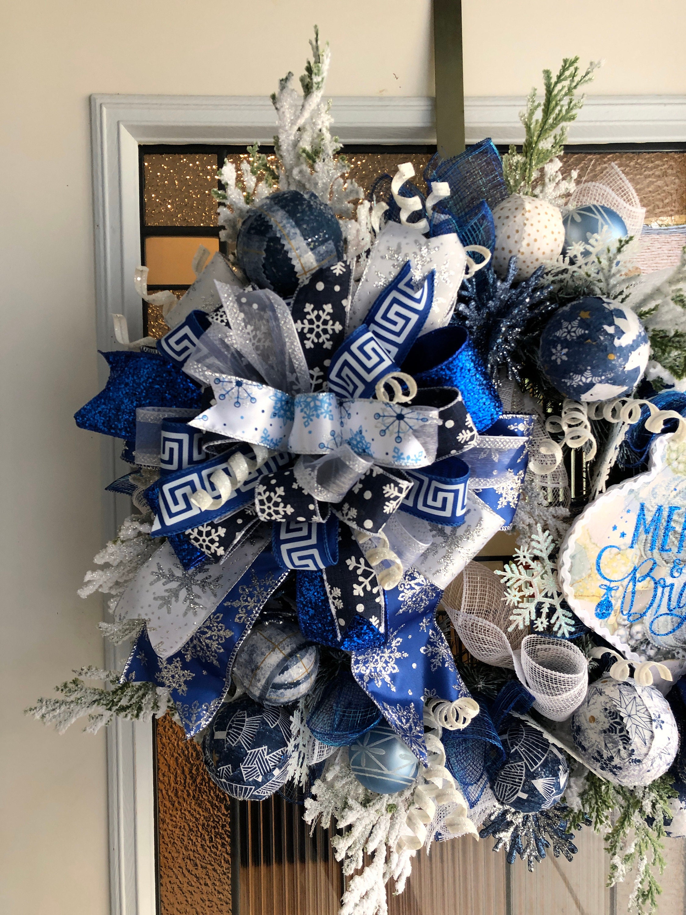 Stunning Blue Christmas Wreath for Your Front Door Holiday Etsy
