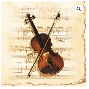 4 Paper Napkins For Decoupage | 4 Decoupage Napkins | Violin | Napkin for Decoupage | Paper Serviette | Decoupage Prints
