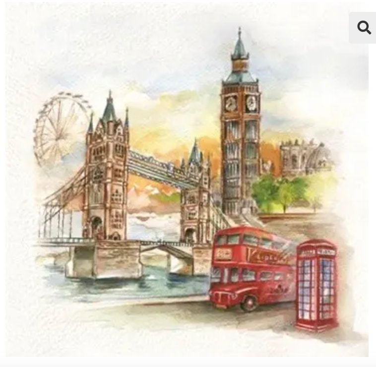 4 Paper Napkins For Decoupage | Decoupage Napkins | Postcard From London  |  Napkin for Decoupage | Paper Serviette | Decoupage Prints |