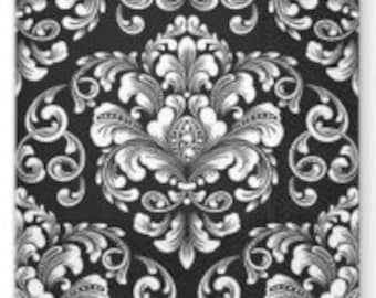 Servilletas decoupage con diseño floral elegante, color negro, juego de 4