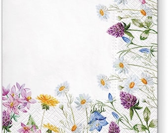 Floral Paper Napkins for Decoupage | Spring Flower Border