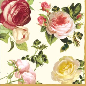 4 Paper Napkins For Decoupage | 4 Decoupage Napkins | 4-Color Roses |  Napkin for Decoupage | Paper Serviette | Decoupage Prints |  |