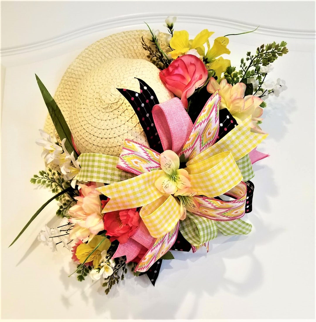 Summer Hat Wall Decor Summer Flowers Bow Hat Diane's - Etsy