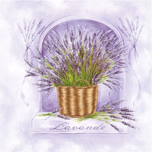 4 serwetki papierowe do decoupage'u | 4 serwetki do decoupage'u | Koszyk lawendowy | Serwetka do decoupage'u | Serwetka papierowa | Wydruki decoupage'u | |