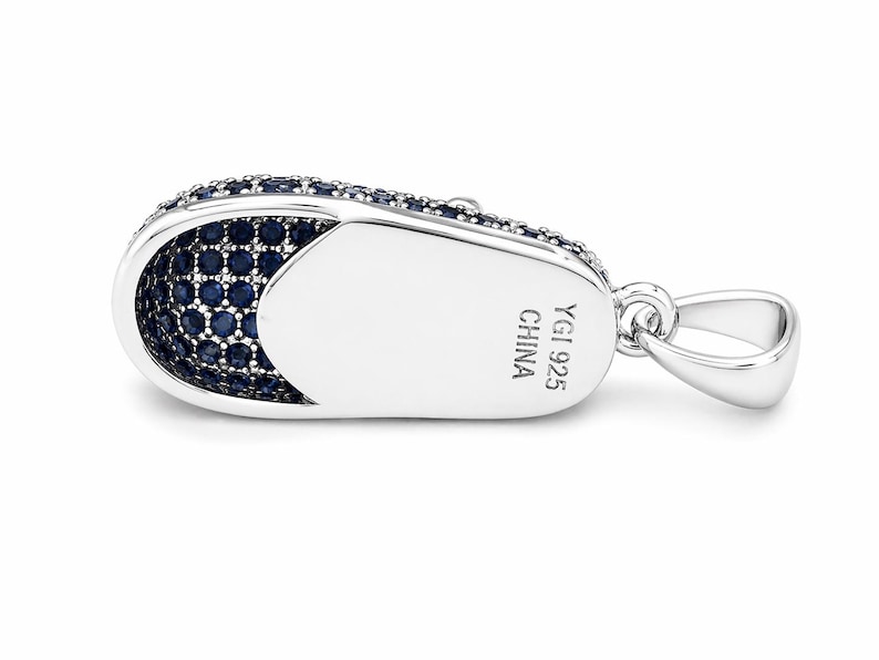 Aaron Basha Blue Sapphire Shoe Charm 925 Silver Pendant With Silver ...