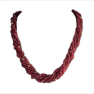 PINK TOURMALINE  Rubellite Beads Neckless 14k yellow gold jewelry