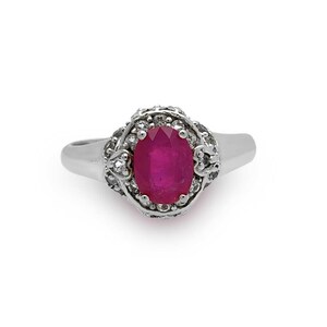 Ruby ring with White Topaz, Red African Designer Rarities, Sterling SILVER Rings,  wedding jewelry for women, wedding ring for women