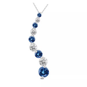 Blue Kyanite & White Topaz Journey Pendant Necklace 925 Sterling Silver