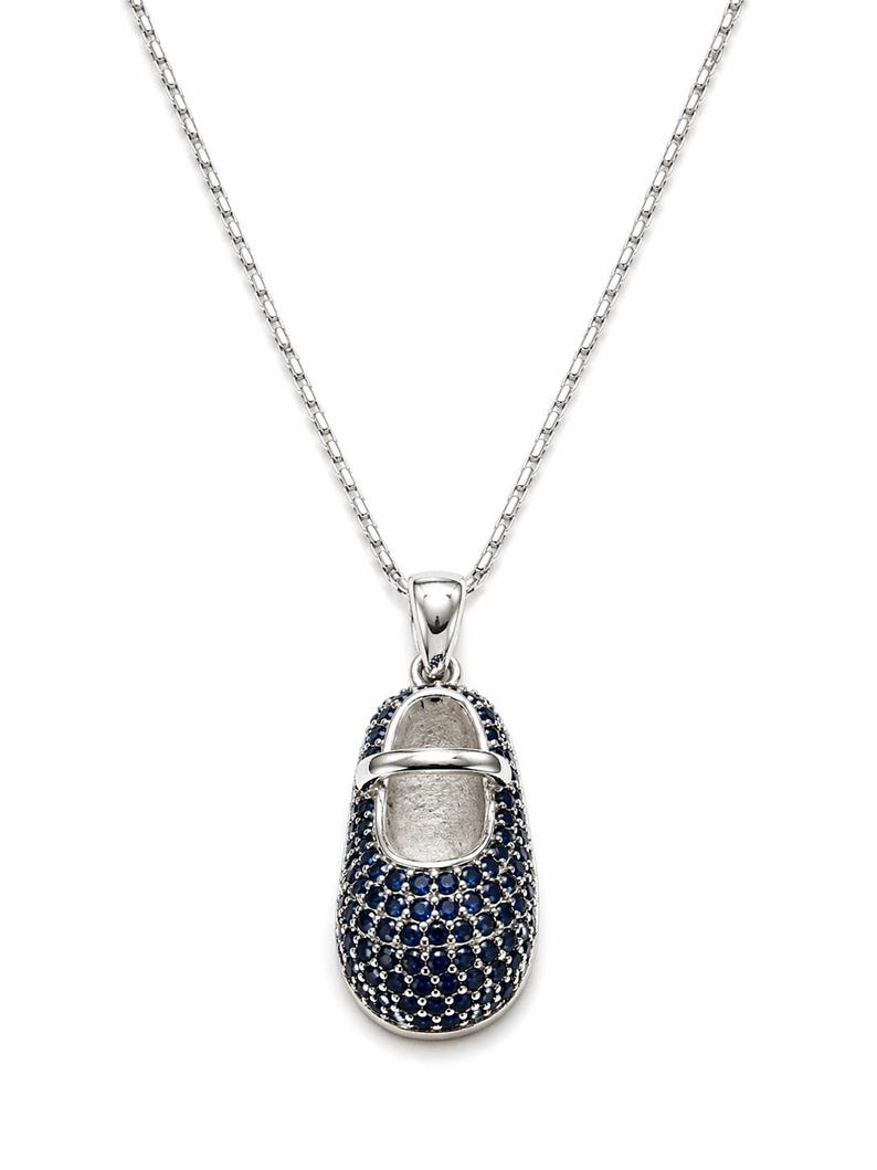 Aaron Basha Blue Sapphire Shoe Charm 925 Silver Pendant With Silver ...