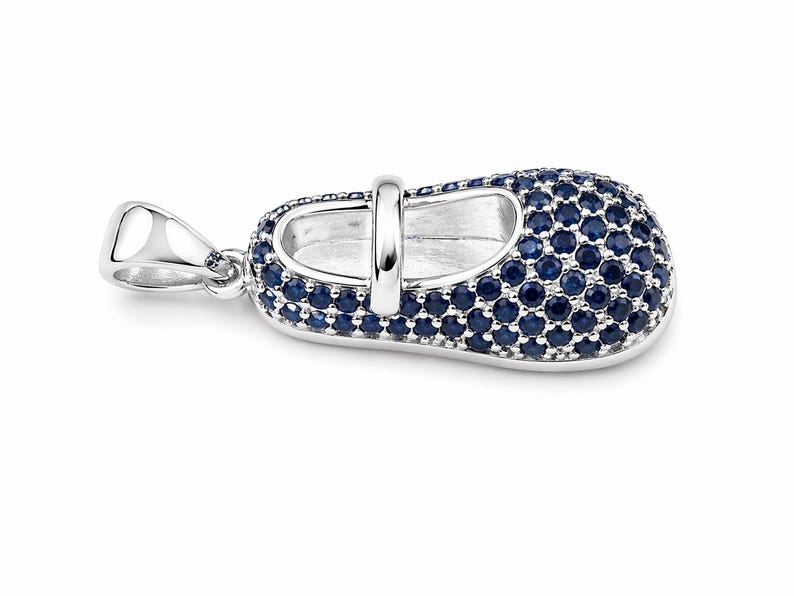 Aaron Basha Blue Sapphire Shoe Charm 925 Silver Pendant With Silver ...