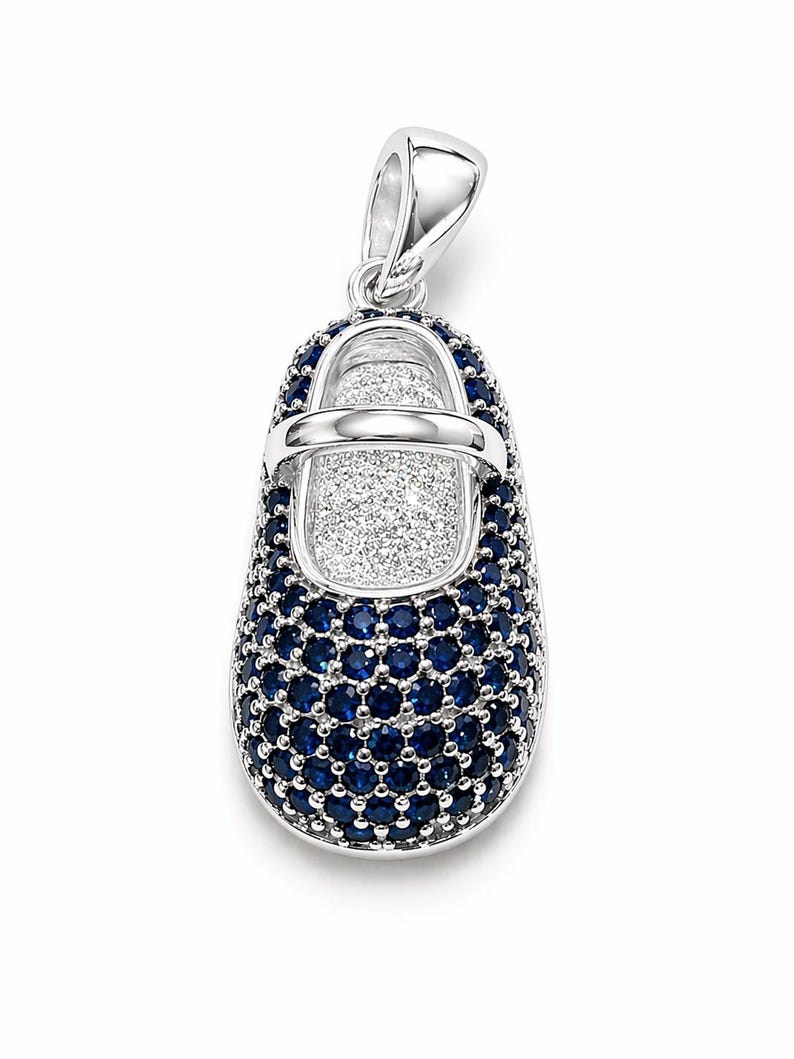 Aaron Basha Blue Sapphire Shoe Charm 925 Silver Pendant With Silver ...