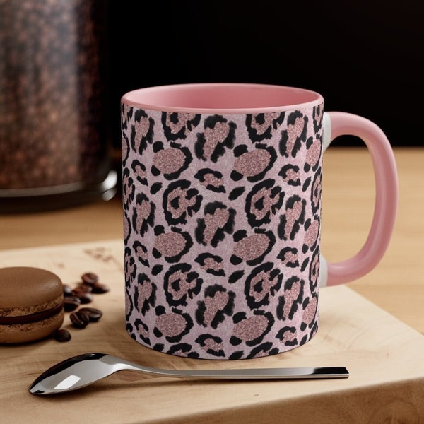 Pink Leopard Mug, Pink Leopard Coffee Mug, 11oz