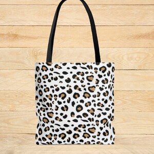 White Leopard Tote Bag, 3 Sizes