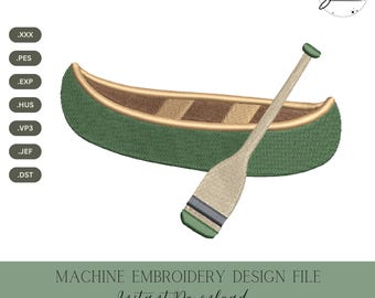 Canoe Machine Embroidery Design: Camping Stitch File (Instant Download, 4 Sizes)