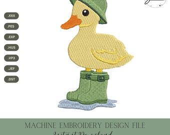 Rainy Chick Machine Embroidery Design: Spring Stitch File (Instant Download, 4 Sizes)