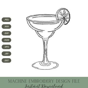 Margarita Machine Embroidery Design: Cocktail Bar Cart Decor (Digital Download, 4 Sizes)