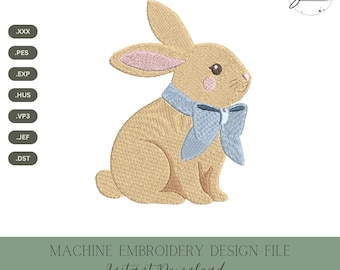Bunny Machine Embroidery Design: Easter Stitch File (Instant Download, 4 Sizes)