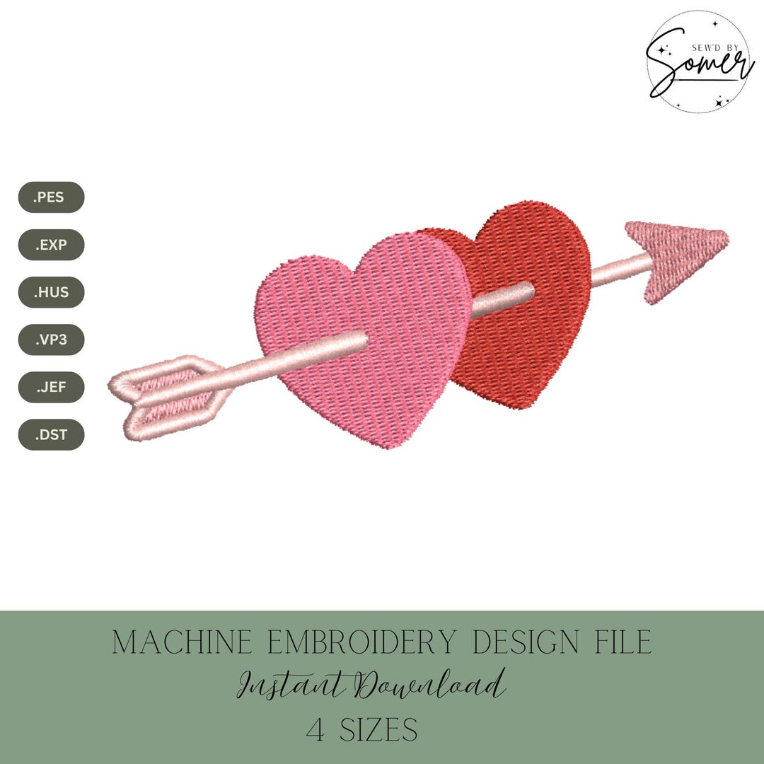 Valentines Day Machine Embroidery Design (instant Download, 4 Sizes) - Etsy