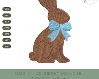 Chocolate Bunny Machine Embroidery Design: Easter Stitch File (Instant Download, 4 Sizes)