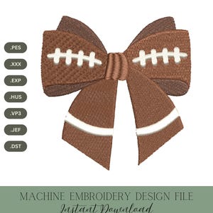Football Bow Embroidery Design | Sports Machine Embroidery File | Game Day Stitch File | 4 Sizes | Instant Digital Download