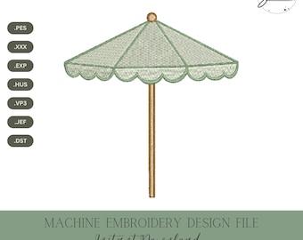 Borduurontwerp strandparasol: kustzomersteekbestand (digitale download, 4 maten)