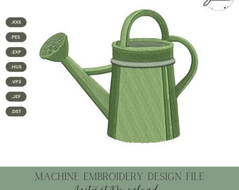 Watering Can Machine Embroidery Design: Gardening Stitch File (Instant Download, 4 Sizes)