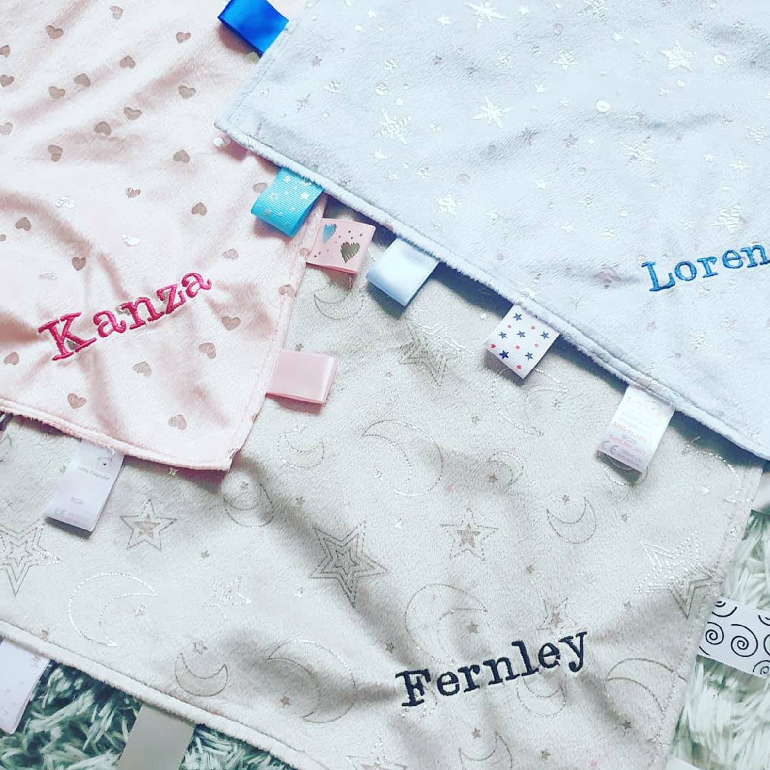 Baby Personalised Tag Blanket Comforter Personalised Etsy