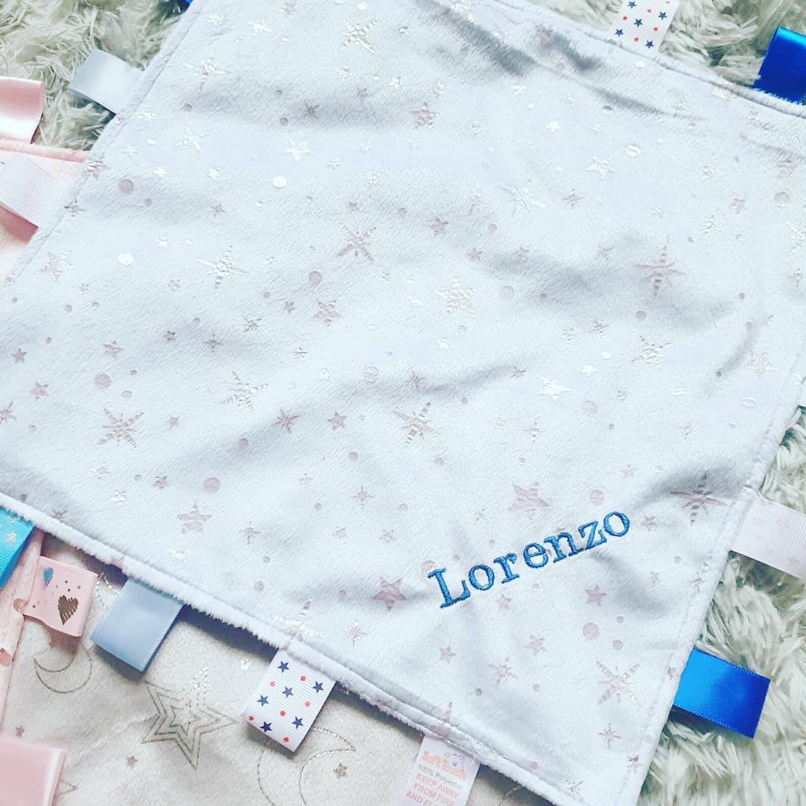 Baby Personalised Tag Blanket Comforter Personalised Etsy