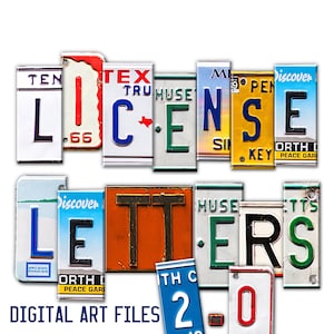Descarga digital matrícula 2.0 Letras y números / Png Clipart Image Set Bundle