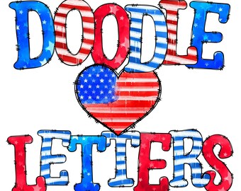 Digitale Download Doodle Aquarel PNG beeldset Patriotic 4 juli Stars and Stripes