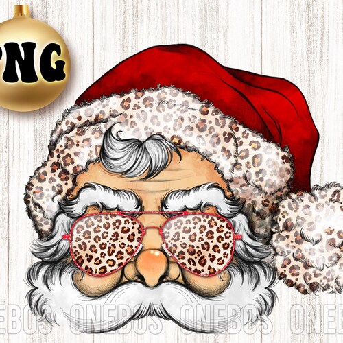 Santa Head PNG Clipart Leopard Santa Claus Hat and Glasses - Etsy Santa Head PNG Clipart Leopard Santa Claus Hat and Glasses - Etsy