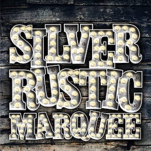Descarga digital / Silver Classic Rustic Marquee Letters &Numbers / PNG Image Graphic Clipart Bundle Set / Alphabet Art for Sublimation