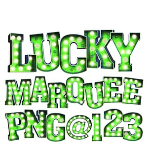 Digital Download Letters / Original Lucky GREEN Lime / Rusty Rustic Marquee Letters & Numbers PNG clipart bundle pack