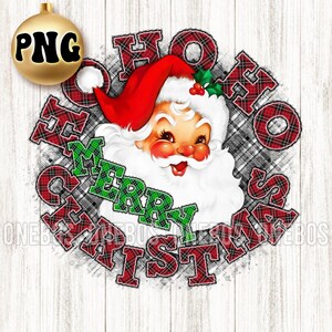 Desenho Digital | Ho Ho Ho | Natal Papai Noel PNG Cutie com fundo xadrez, letras de Doodle xadrez | Sublimação, Estampas, DTG, Presente