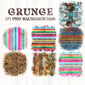 Distressed, Grunge, Splatter Backgrounds for Sublimation, Clipart PNG Design File Bundle Pack, Texture Faded Edges, Wood, Rustic, Western