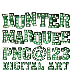 Download Digital | Letras-Números Rústicos do Marquee Hunter Forest Green | Conjunto de pacotes de clipart gráfico de imagem PNG | Arte do Alfabeto para Sublimação