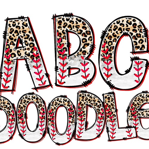 Baseball Doodle Letters Alphabet Bundle PNG Sublimation Designs ...