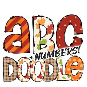 | de téléchargement numérique Griffonnage Lettres Automne 1 Motif Remplissage | PNG Clipart Bundle Alphabet Pack | Lettres et chiffres