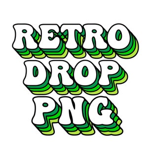 Retro Alpha PNG / 70s Groovy Bubble Letters Numeri con colori Drop Shadow / Verde monocromatico / Sublimato, Stampa, DTG, Design / Fortunato