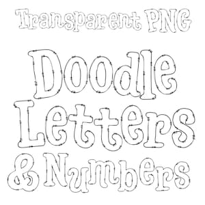 Digital Doodle Letters with Transparent Inside | PNG and SVG Files | Hand Drawn Alphabet Clipart Bundle Pack