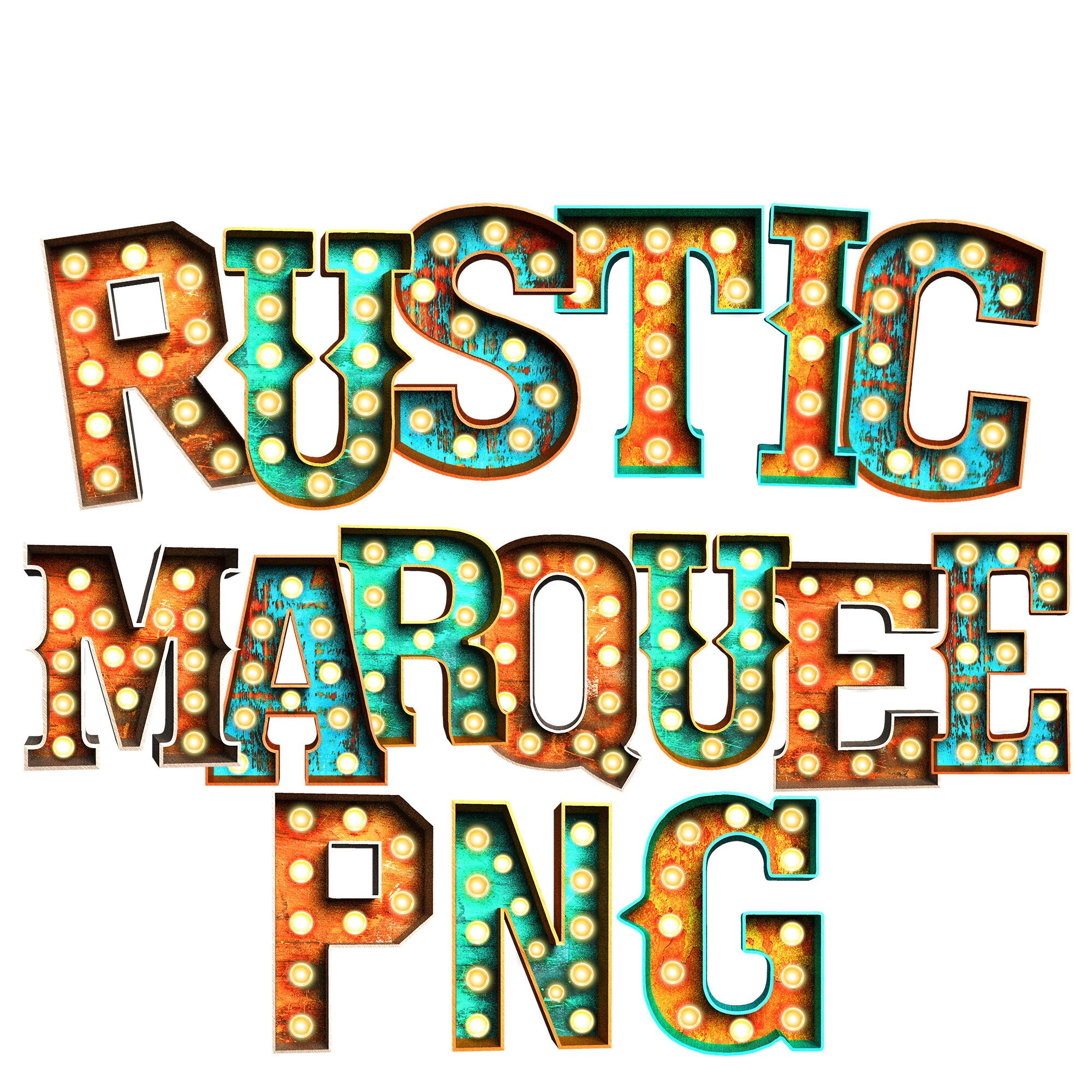 Digital Download | Rustic Western Patina Marquee Letters & Numbers | …