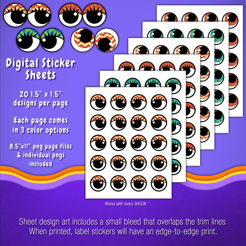 Sticker Pack | Individual Digital Stickers & Avery Sheet Templates ...