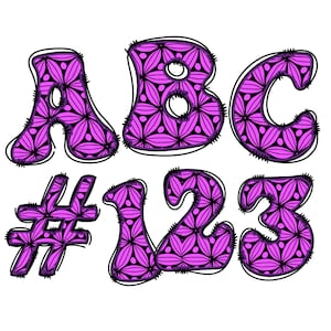 Download digital | Doodle Retro AG - Flor Rosa Vintage | Pacote de clipart de alfabeto desenhado à mão, letras e números - No.6