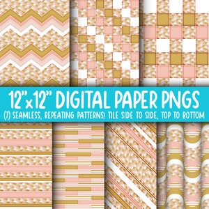 Wallpaper Achtergrond - Digitaal Papier | Naadloos | Zeemeerminstaart, strepen, Boho, neutraal, rustig, roze, goud WA55LL-A210