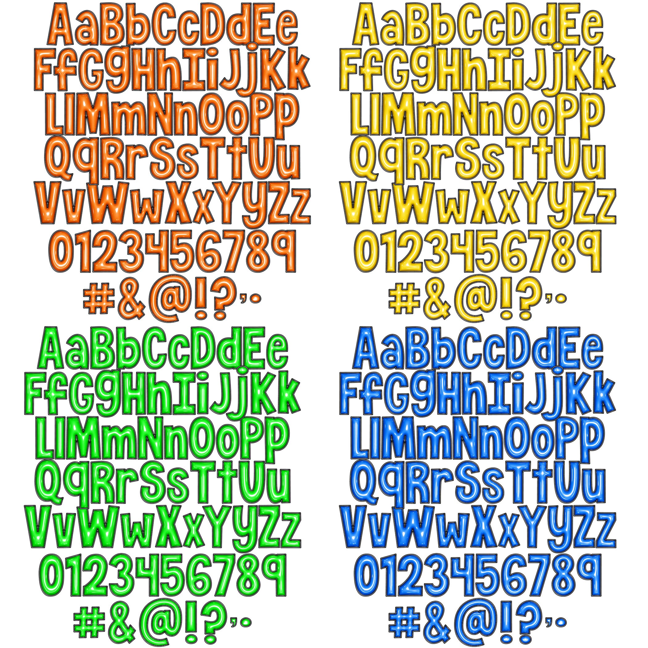 Inflated Alphabets PNG Bundle, 10 Pack Digital 3D Puff Style, Classic ...