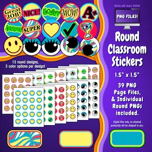Stickerpakket | Individuele digitale stickers en Avery-velsjablonen | Zebra, golven, golvend, helder, leuk, rood, blauw, geel ST55CK-A211