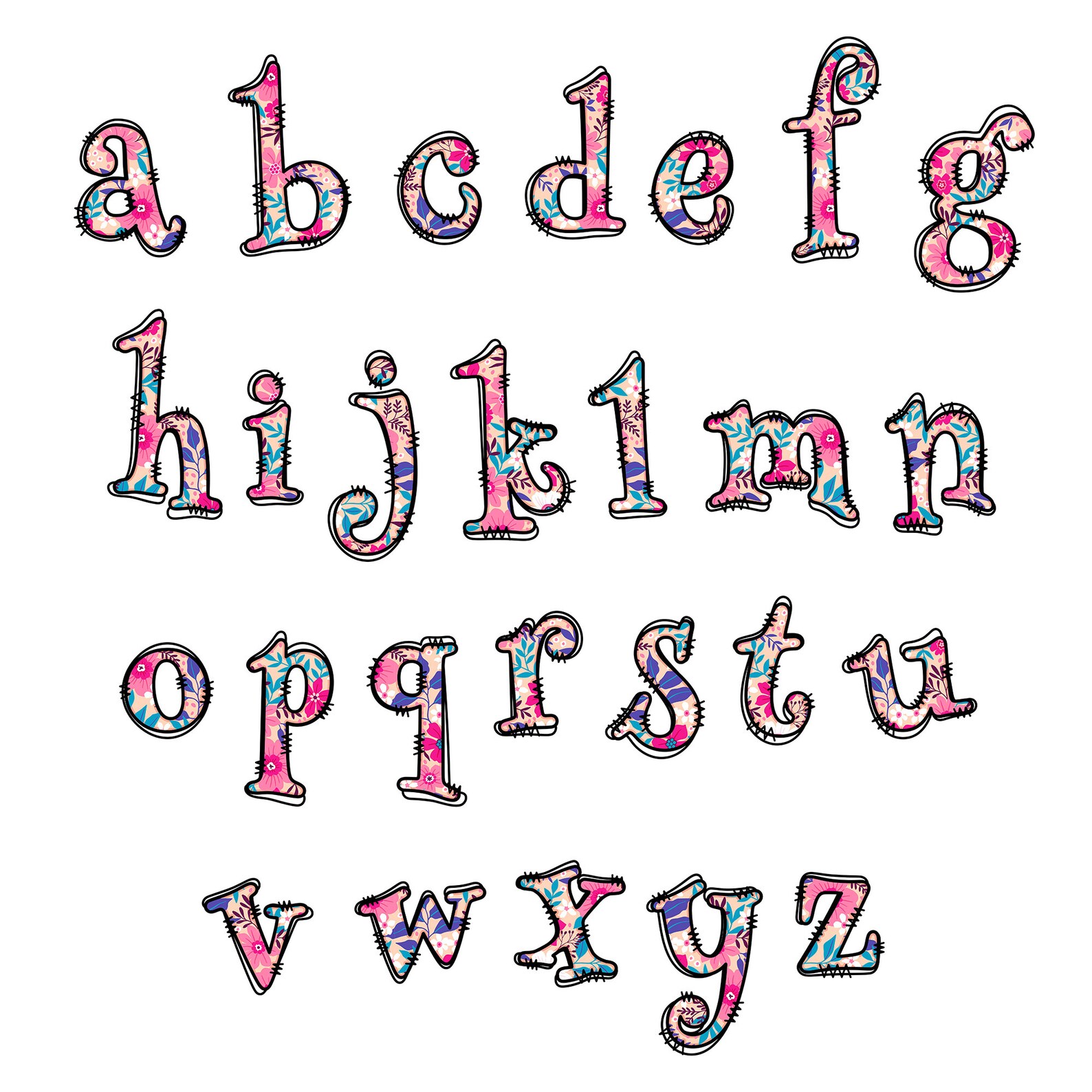 Mia Pink Spring Floral Alphabet Clipart Alpha Letters Numbers - Etsy