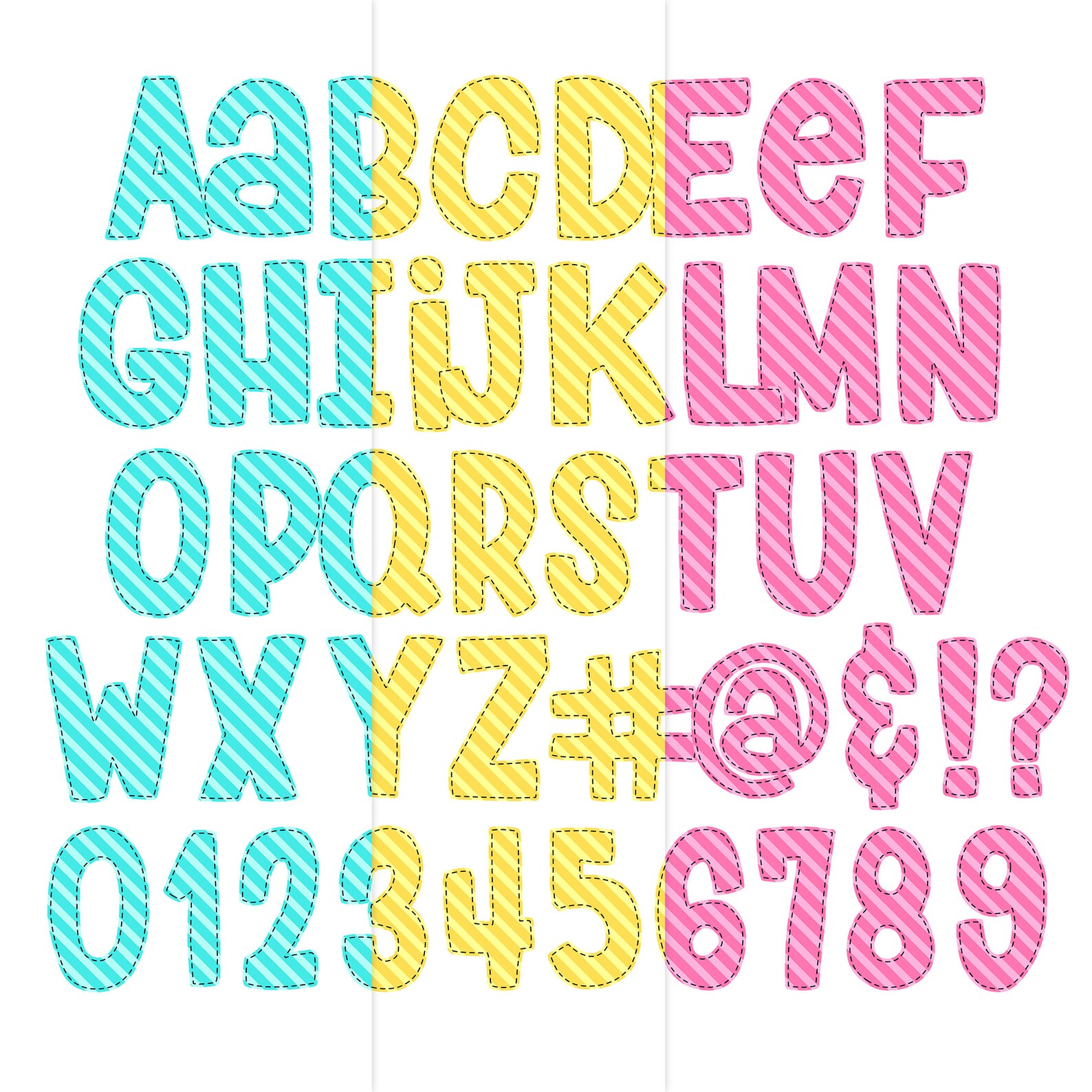Doodle Dash Faux Applique Alphabet PNG, 13 Pack, Ice Cream Party ...