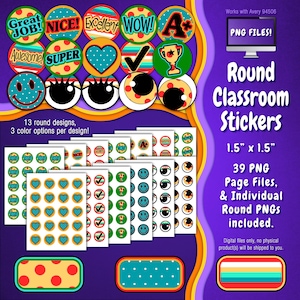 Stickerpakket | Individuele digitale stickers en Avery-velsjablonen | Polkadot, ministip, strepen, neon, geel, rood, blauw, mintgroen ST55CK-A232
