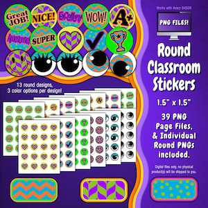 Stickerpakket | Individuele digitale stickers en Avery-velsjablonen | Chevron, stip, racing, blauw, groen, oranje ST55CK-A251